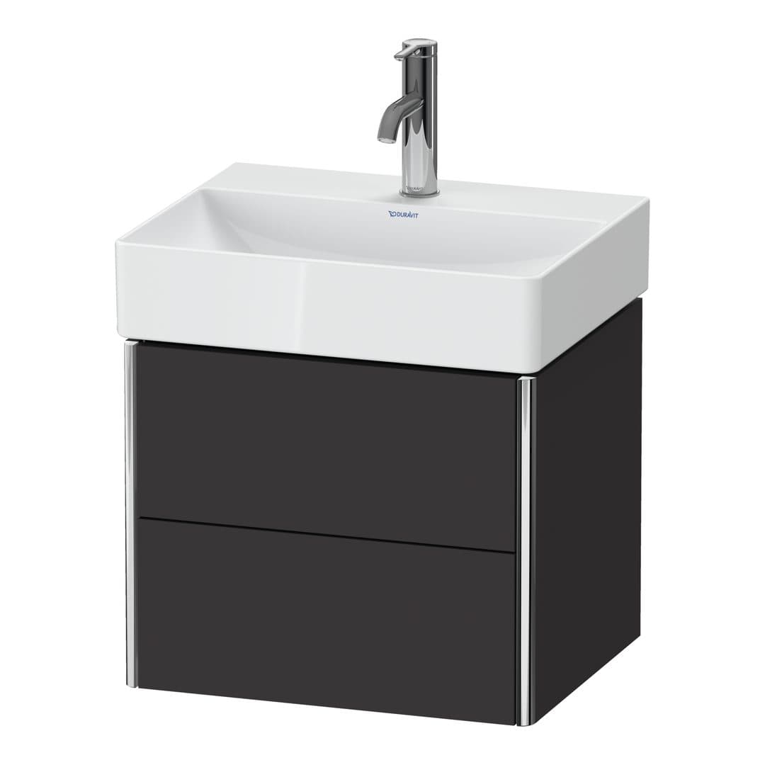 Duravit XSquare – Έπιπλο Νιπτήρα – 484 mm, 2 συρτάρια, νιπτήρας κέντρο, Compact – Graphite Super Matt, Decor (XS430508080)