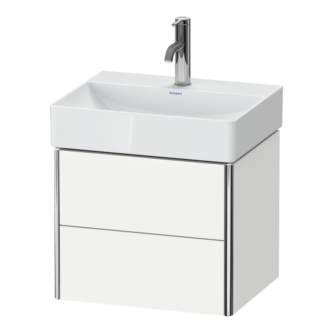 Duravit XSquare – Έπιπλο Νιπτήρα – 484 mm, 2 συρτάρια, νιπτήρας κέντρο, Compact – White Super Matt, Decor (XS430508484)