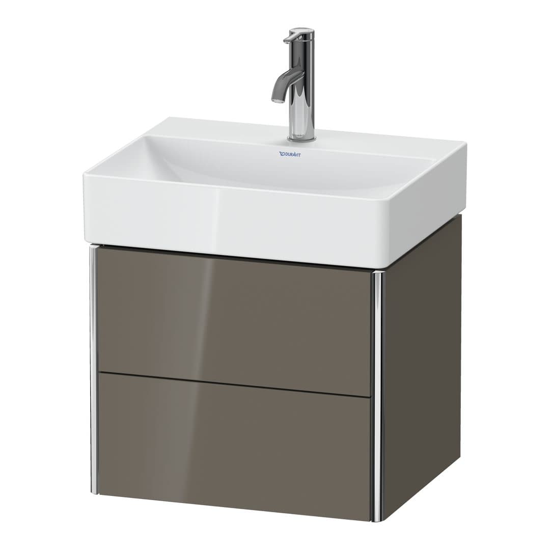 Duravit XSquare – Έπιπλο Νιπτήρα – 484 mm, 2 συρτάρια, νιπτήρας κέντρο, Compact – Flannel Grey High Gloss, Lacquer (XS430508989)