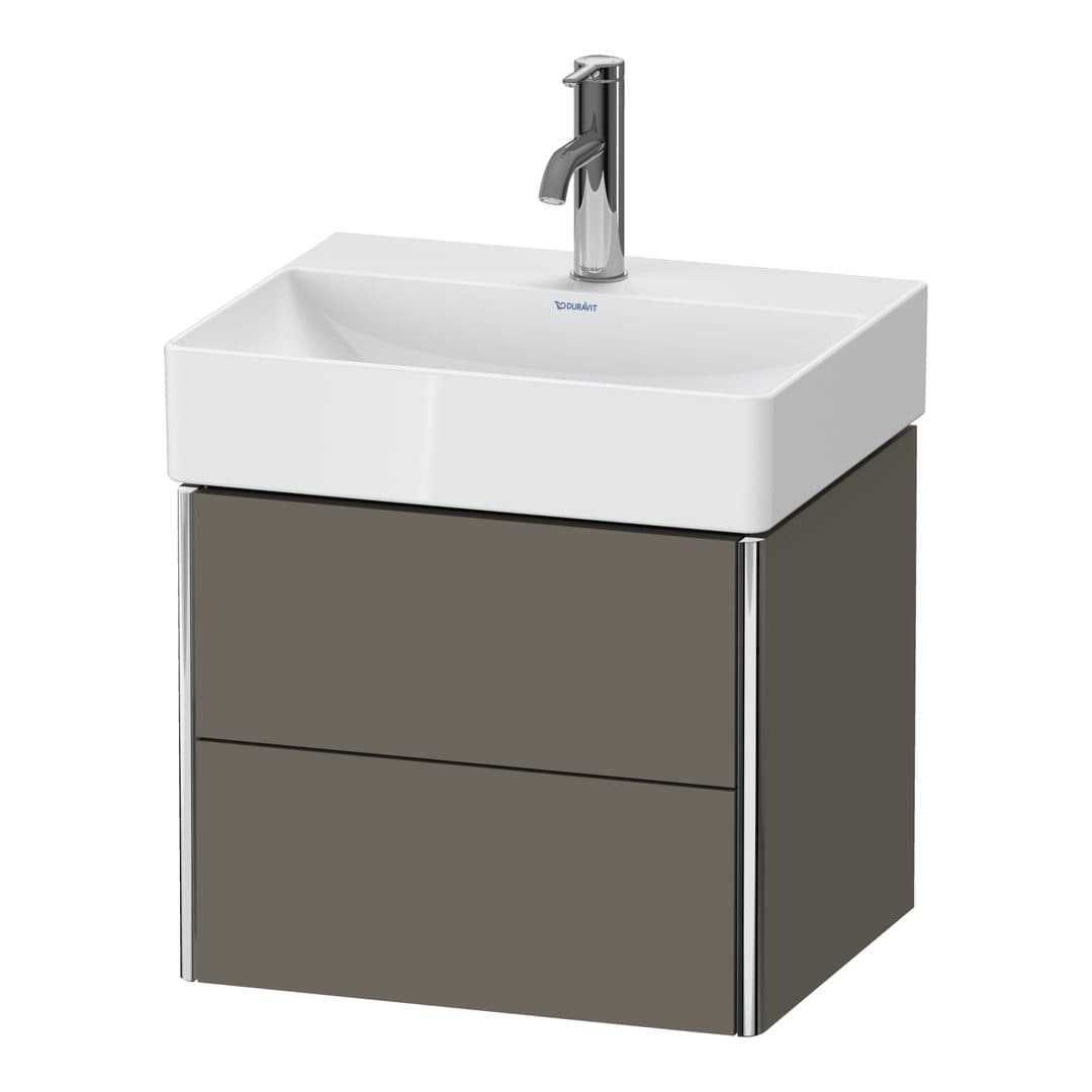 Duravit XSquare – Έπιπλο Νιπτήρα – 484 mm, 2 συρτάρια, νιπτήρας κέντρο, Compact – Flannel Grey Satin Matt, Lacquer (XS430509090)