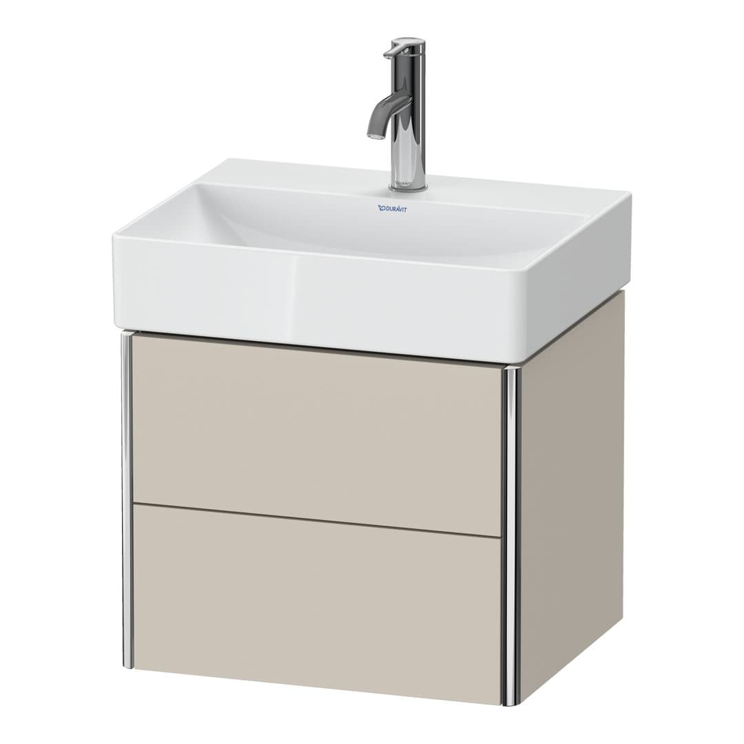 Duravit XSquare – Έπιπλο Νιπτήρα – 484 mm, 2 συρτάρια, νιπτήρας κέντρο, Compact – Taupe Matt, Decor (XS430509191)