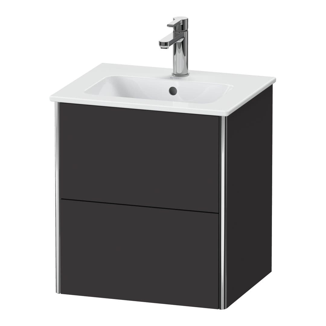 Duravit XSquare – Έπιπλο Νιπτήρα – 510 mm, 2 συρτάρια, νιπτήρας κέντρο, Compact – Graphite Super Matt, Decor (XS430608080)