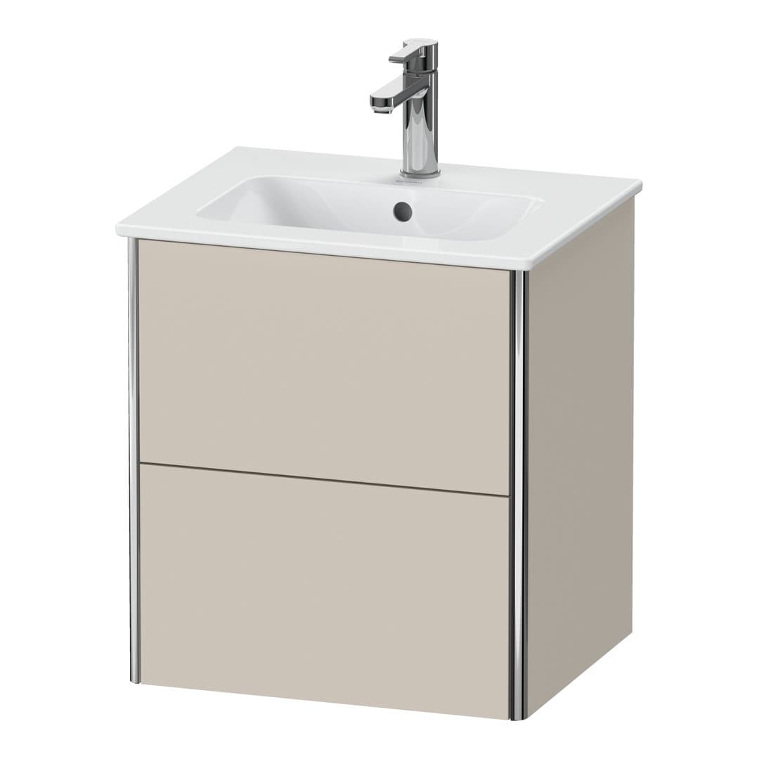 Duravit XSquare – Έπιπλο Νιπτήρα – 510 mm, 2 συρτάρια, νιπτήρας κέντρο, Compact – Taupe Super Matt, Decor (XS430608383)