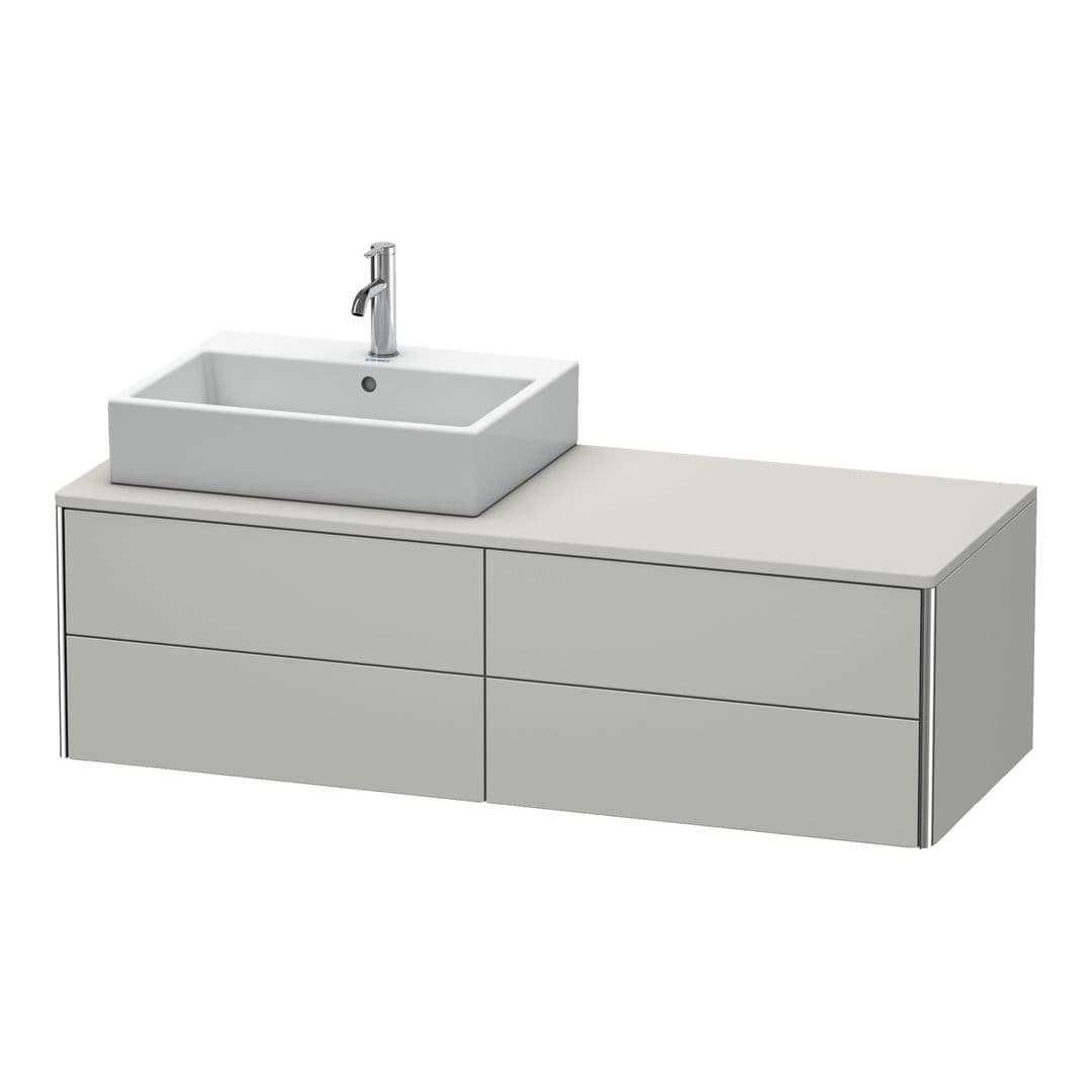 Duravit XSquare – Έπιπλο Νιπτήρα – 1400 mm, για κονσόλα, 4 συρτάρια, νιπτήρας αριστερά, 1400 x 548 x 400 mm – Concrete grey Matt, Decor (XS4913L0707)