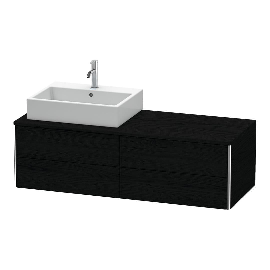 Duravit XSquare – Έπιπλο Νιπτήρα – 1400 mm, για κονσόλα, 4 συρτάρια, νιπτήρας αριστερά, 1400 x 548 x 400 mm – Black oak Matt, Decor (XS4913L1616)