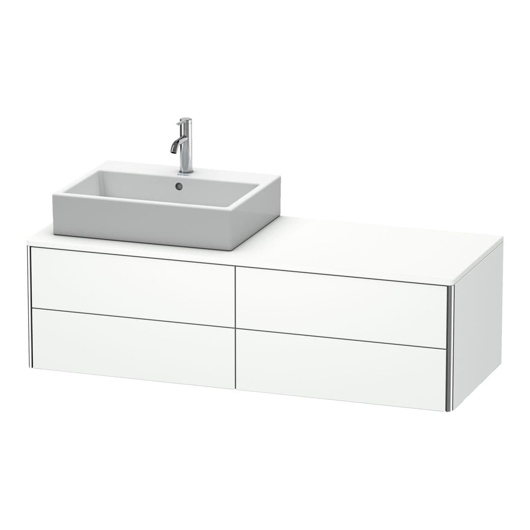 Duravit XSquare – Έπιπλο Νιπτήρα – 1400 mm, για κονσόλα, 4 συρτάρια, νιπτήρας αριστερά, 1400 x 548 x 400 mm – White Matt, Decor (XS4913L1818)