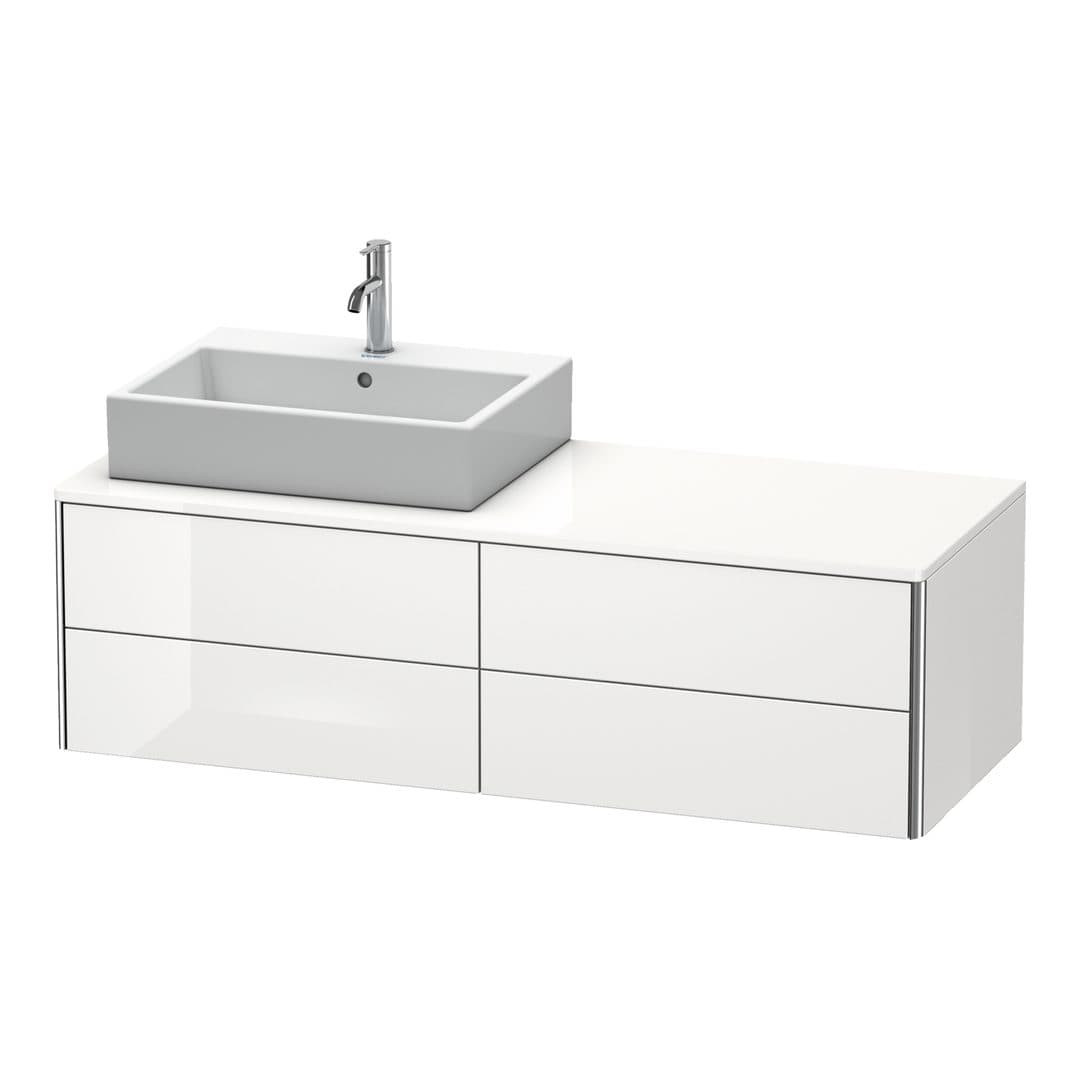 Duravit XSquare – Έπιπλο Νιπτήρα – 1400 mm, για κονσόλα, 4 συρτάρια, νιπτήρας αριστερά, 1400 x 548 x 400 mm – White High Gloss, Decor (XS4913L2222)