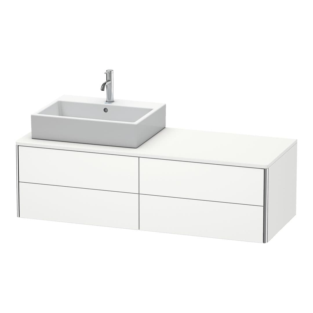 Duravit XSquare – Έπιπλο Νιπτήρα – 1400 mm, για κονσόλα, 4 συρτάρια, νιπτήρας αριστερά, 1400 x 548 x 400 mm – White Satin Matt, Lacquer (XS4913L3636)