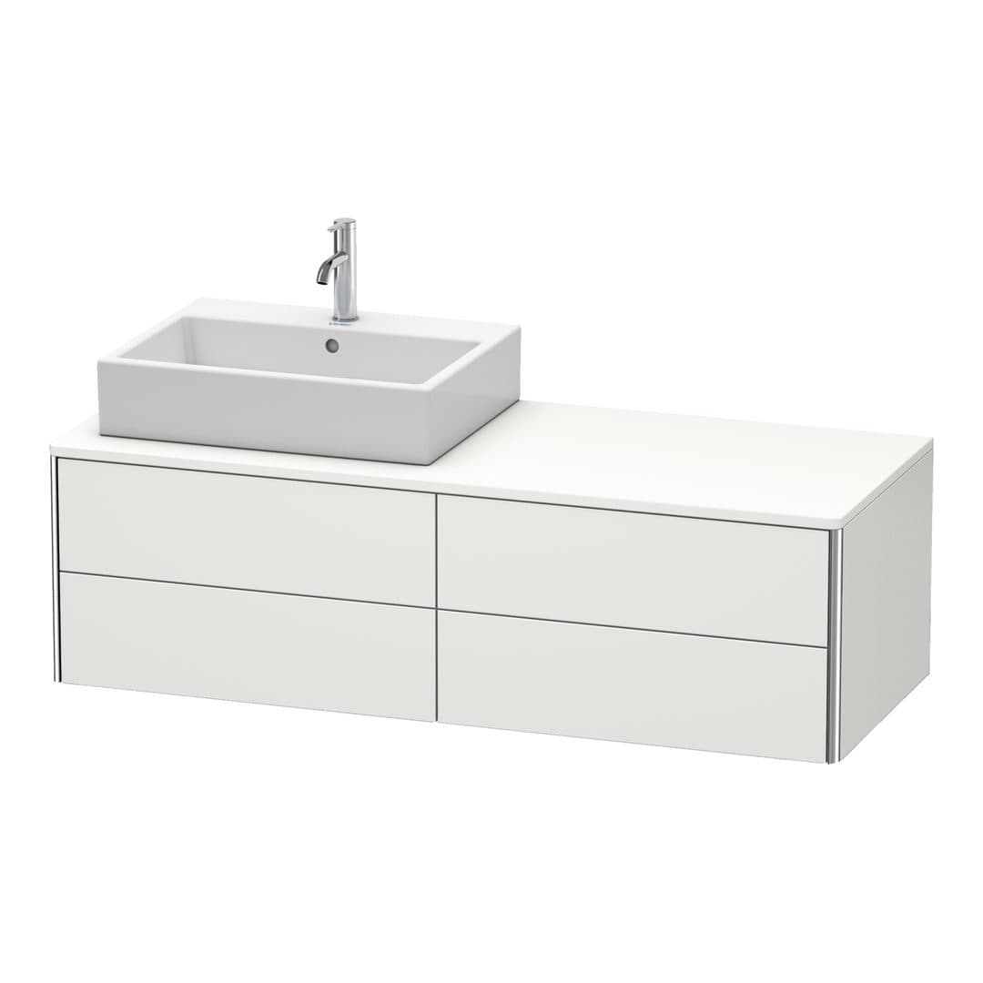 Duravit XSquare – Έπιπλο Νιπτήρα – 1400 mm, για κονσόλα, 4 συρτάρια, νιπτήρας αριστερά, 1400 x 548 x 400 mm – Nordic white Satin Matt, Lacquer (XS4913L3939)