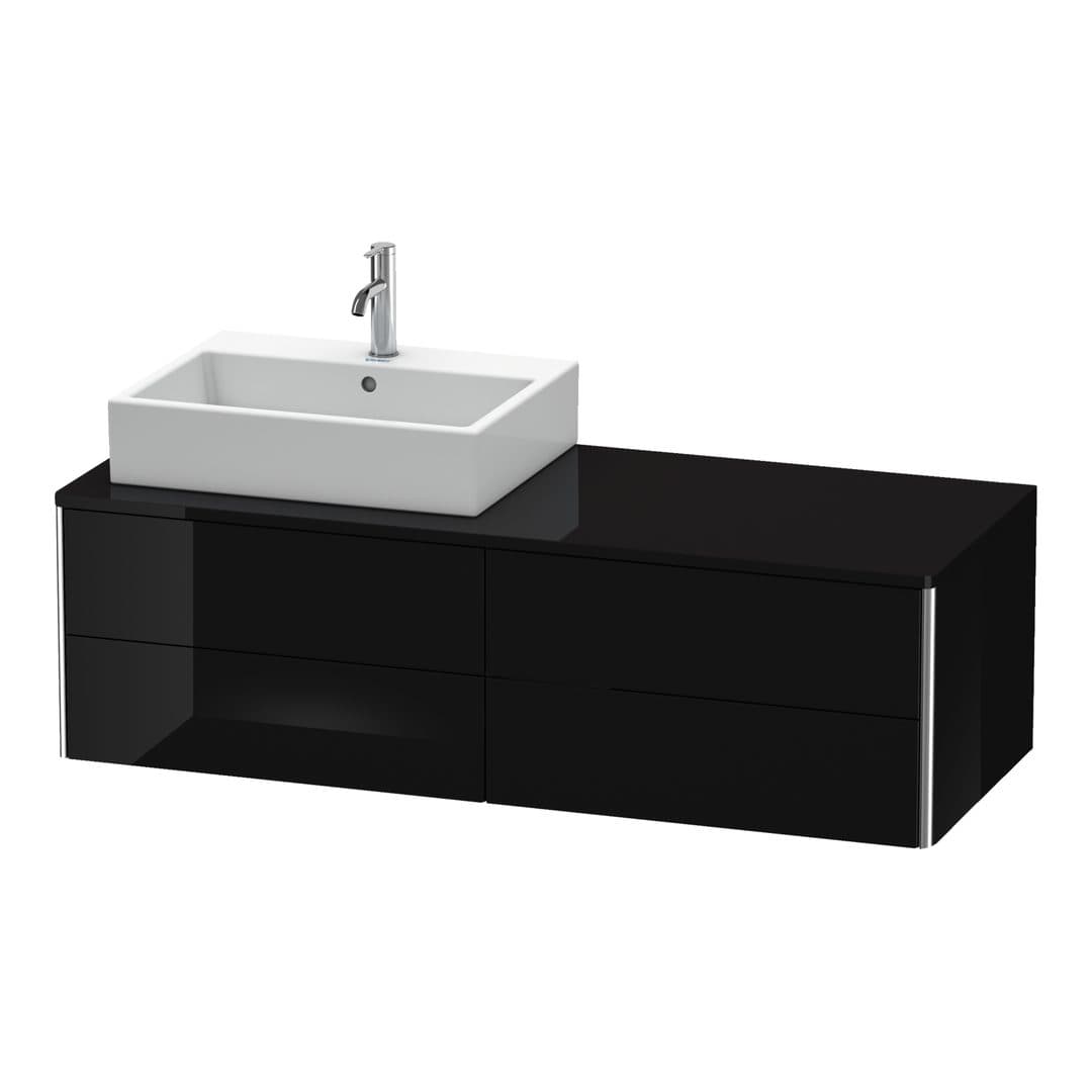 Duravit XSquare – Έπιπλο Νιπτήρα – 1400 mm, για κονσόλα, 4 συρτάρια, νιπτήρας αριστερά, 1400 x 548 x 400 mm – Black High Gloss, Lacquer (XS4913L4040)
