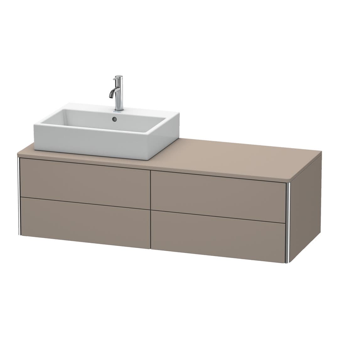 Duravit XSquare – Έπιπλο Νιπτήρα – 1400 mm, για κονσόλα, 4 συρτάρια, νιπτήρας αριστερά, 1400 x 548 x 400 mm – Basalte Matt, Decor (XS4913L4343)