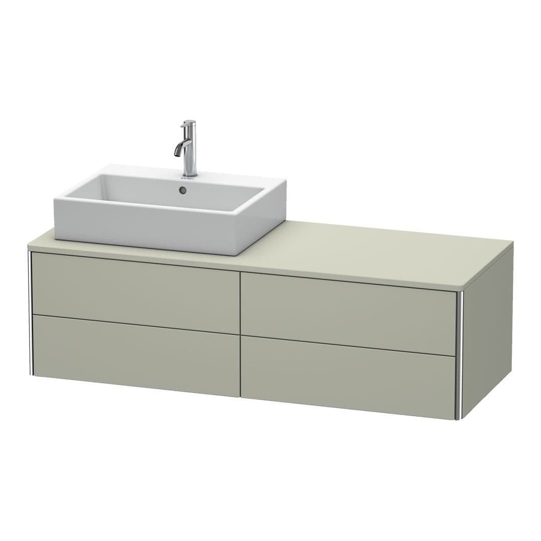 Duravit XSquare – Έπιπλο Νιπτήρα – 1400 mm, για κονσόλα, 4 συρτάρια, νιπτήρας αριστερά, 1400 x 548 x 400 mm – Taupe Satin Matt, Lacquer (XS4913L6060)