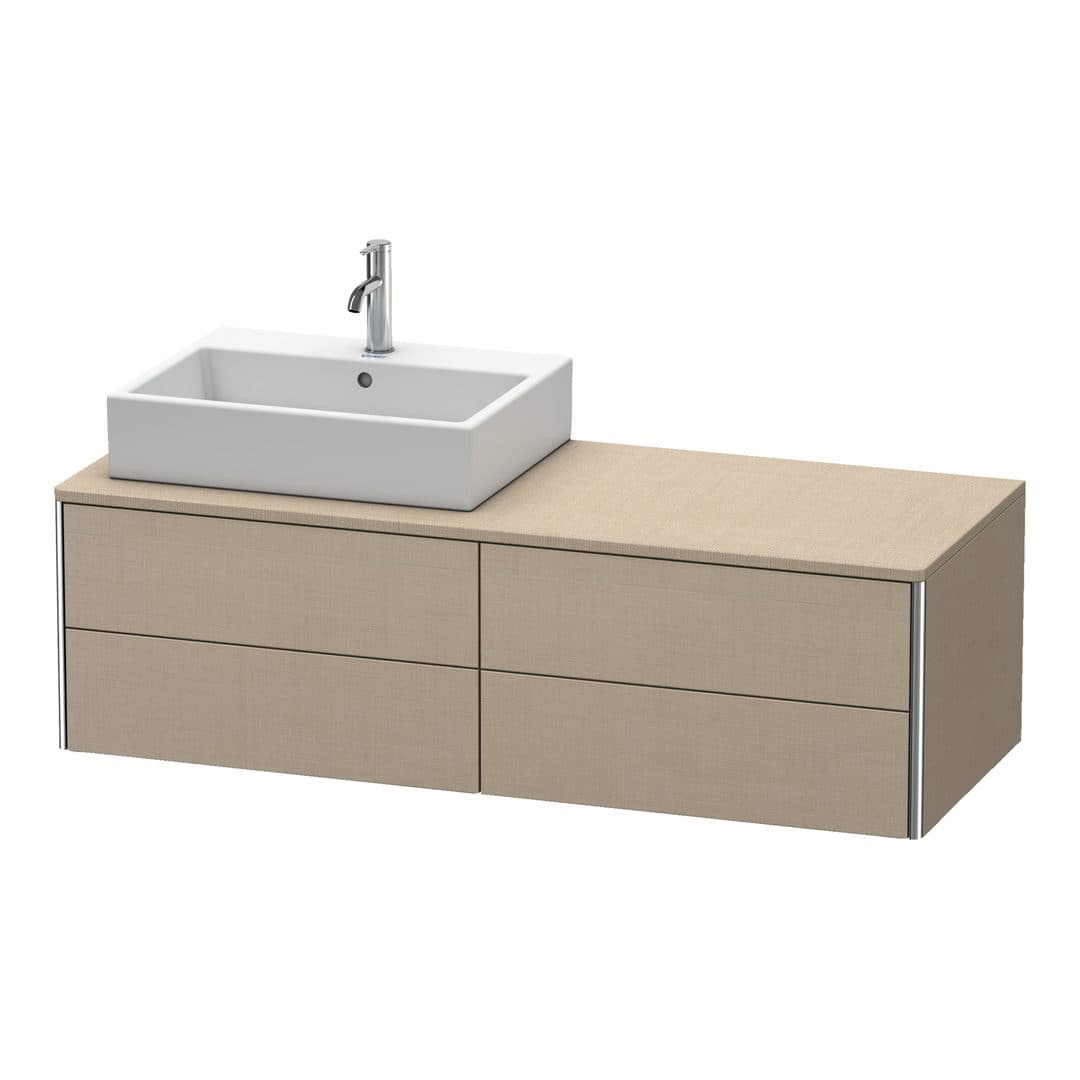 Duravit XSquare – Έπιπλο Νιπτήρα – 1400 mm, για κονσόλα, 4 συρτάρια, νιπτήρας αριστερά, 1400 x 548 x 400 mm – Linen Matt, Decor (XS4913L7575)