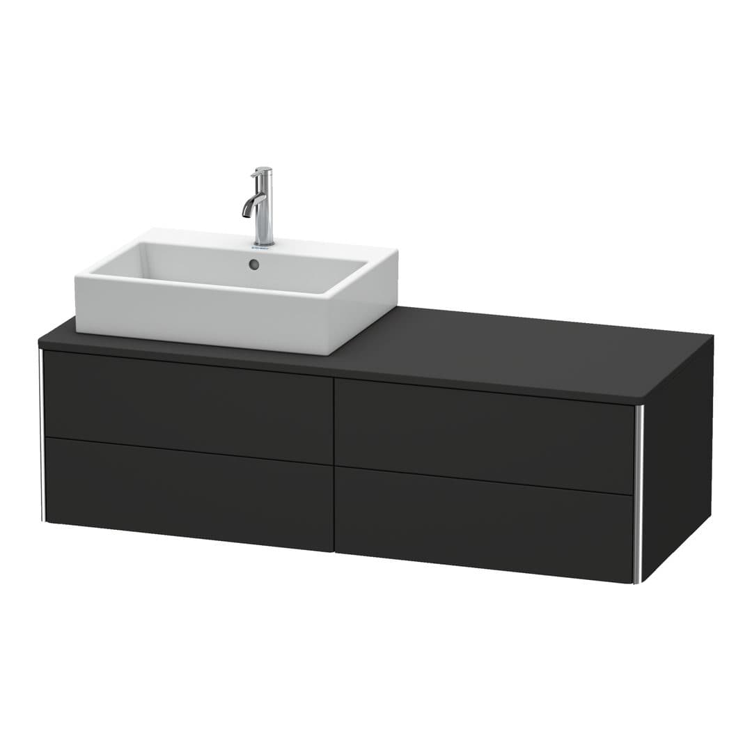 Duravit XSquare – Έπιπλο Νιπτήρα – 1400 mm, για κονσόλα, 4 συρτάρια, νιπτήρας αριστερά, 1400 x 548 x 400 mm – Graphite Super Matt, Decor (XS4913L8080)