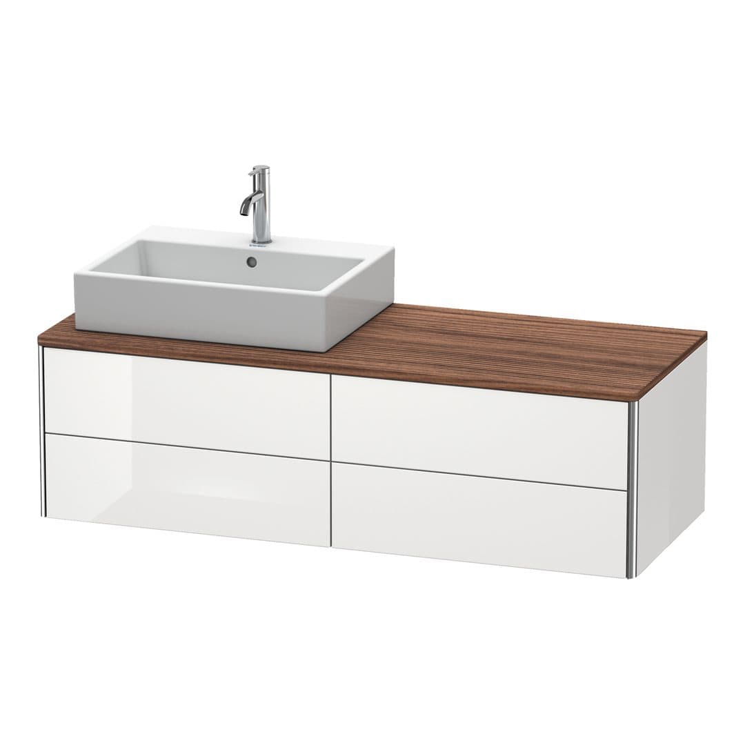 Duravit XSquare – Έπιπλο Νιπτήρα – 1400 mm, για κονσόλα, 4 συρτάρια, νιπτήρας αριστερά, 1400 x 548 x 400 mm – White High Gloss, Lacquer (XS4913L8585)