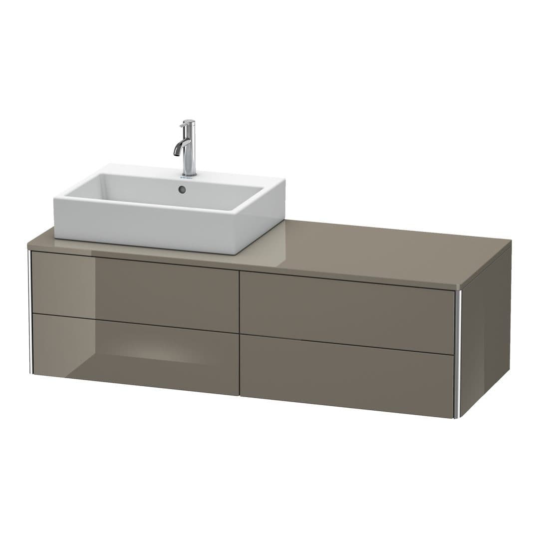 Duravit XSquare – Έπιπλο Νιπτήρα – 1400 mm, για κονσόλα, 4 συρτάρια, νιπτήρας αριστερά, 1400 x 548 x 400 mm – Flannel Grey High Gloss, Lacquer (XS4913L8989)