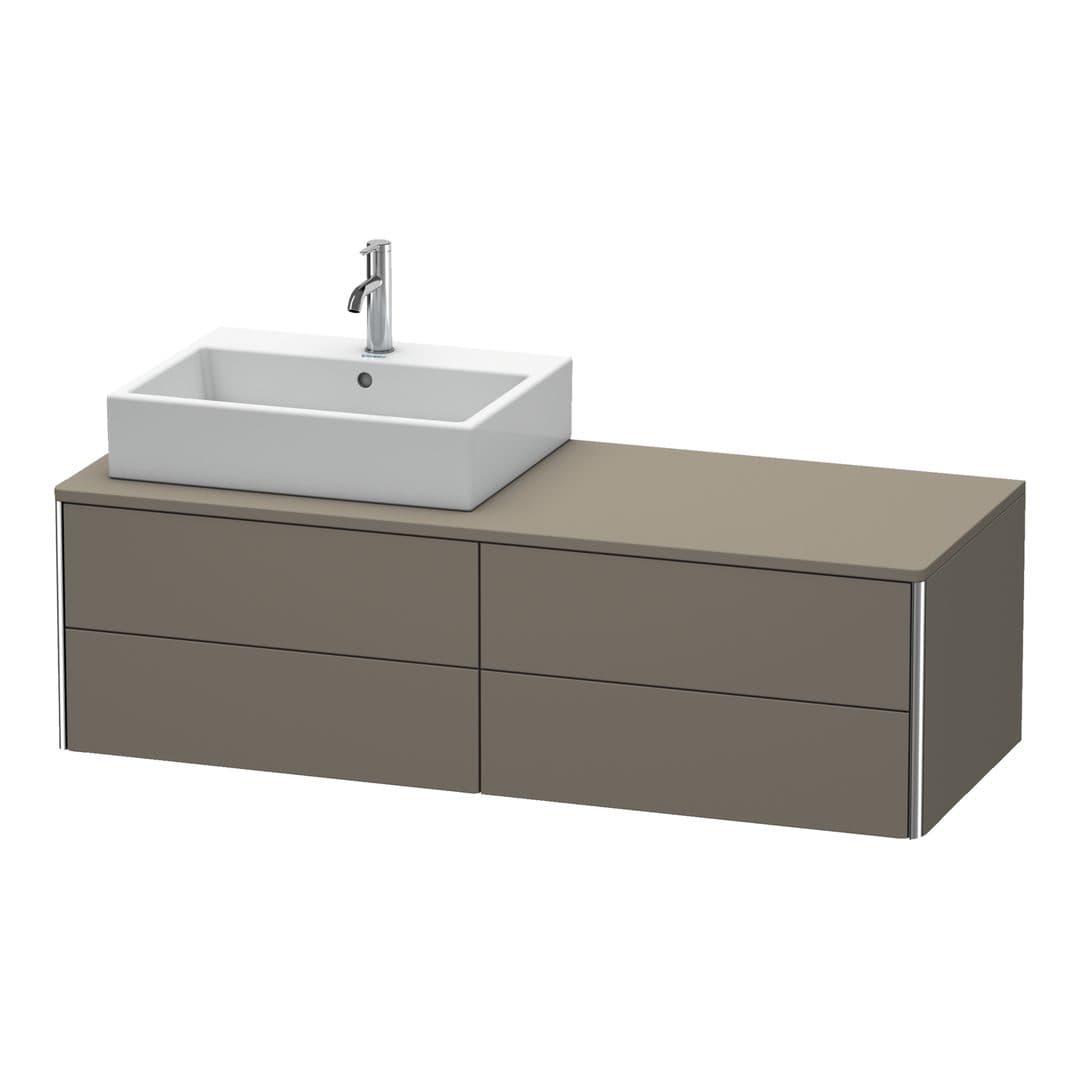 Duravit XSquare – Έπιπλο Νιπτήρα – 1400 mm, για κονσόλα, 4 συρτάρια, νιπτήρας αριστερά, 1400 x 548 x 400 mm – Flannel Grey Satin Matt, Lacquer (XS4913L9090)