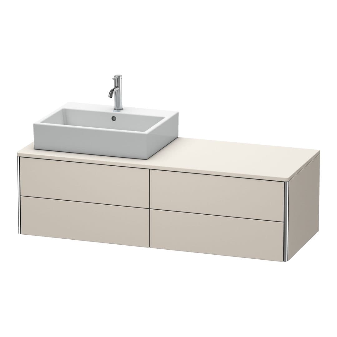 Duravit XSquare – Έπιπλο Νιπτήρα – 1400 mm, για κονσόλα, 4 συρτάρια, νιπτήρας αριστερά, 1400 x 548 x 400 mm – Taupe Matt, Decor (XS4913L9191)
