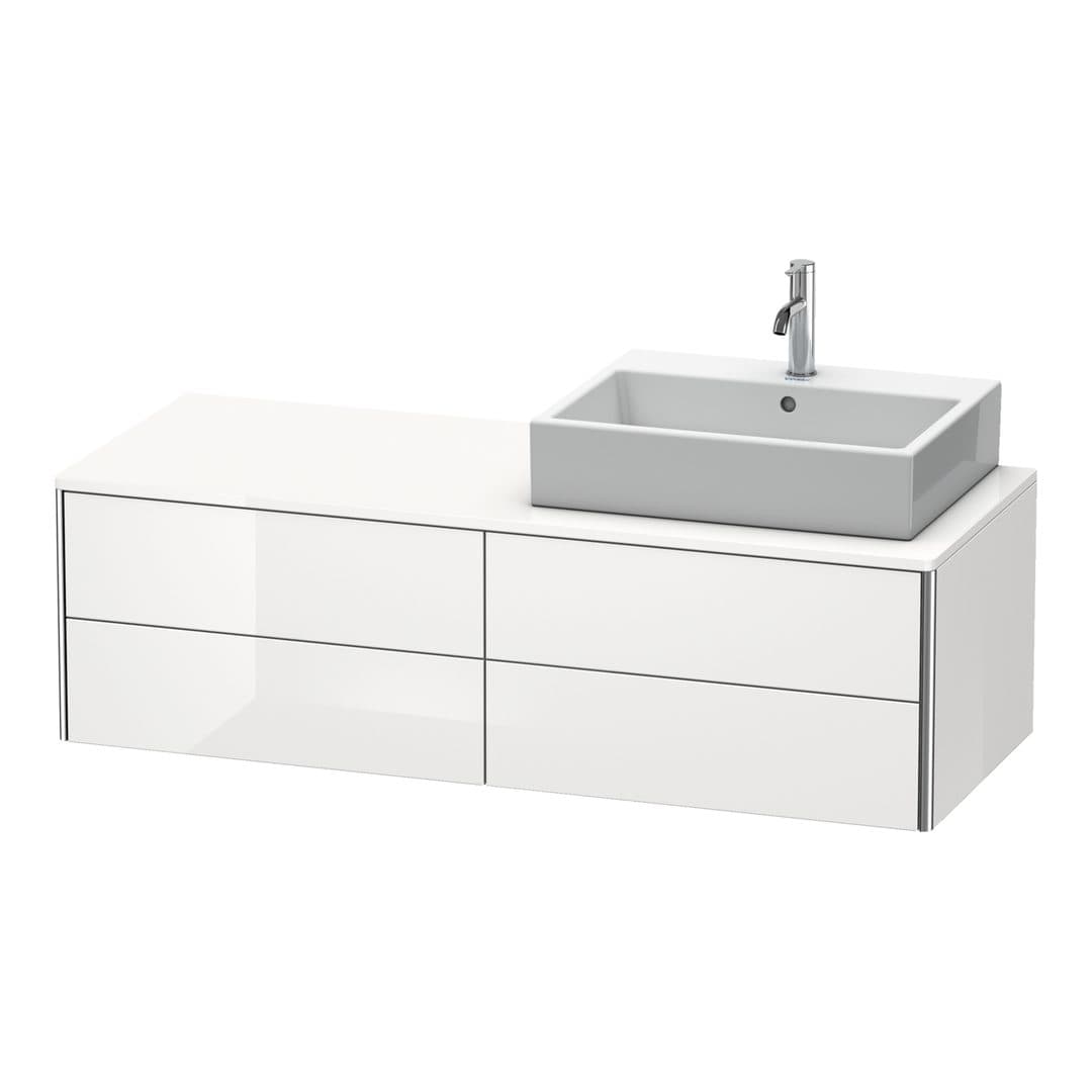 Duravit XSquare – Έπιπλο Νιπτήρα – 1400 mm, για κονσόλα, 4 συρτάρια, νιπτήρας δεξιά, 1400 x 548 x 400 mm – White High Gloss, Decor (XS4913R2222)