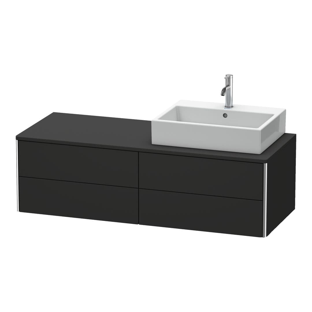 Duravit XSquare – Έπιπλο Νιπτήρα – 1400 mm, για κονσόλα, 4 συρτάρια, νιπτήρας δεξιά, 1400 x 548 x 400 mm – Graphite Super Matt, Decor (XS4913R8080)