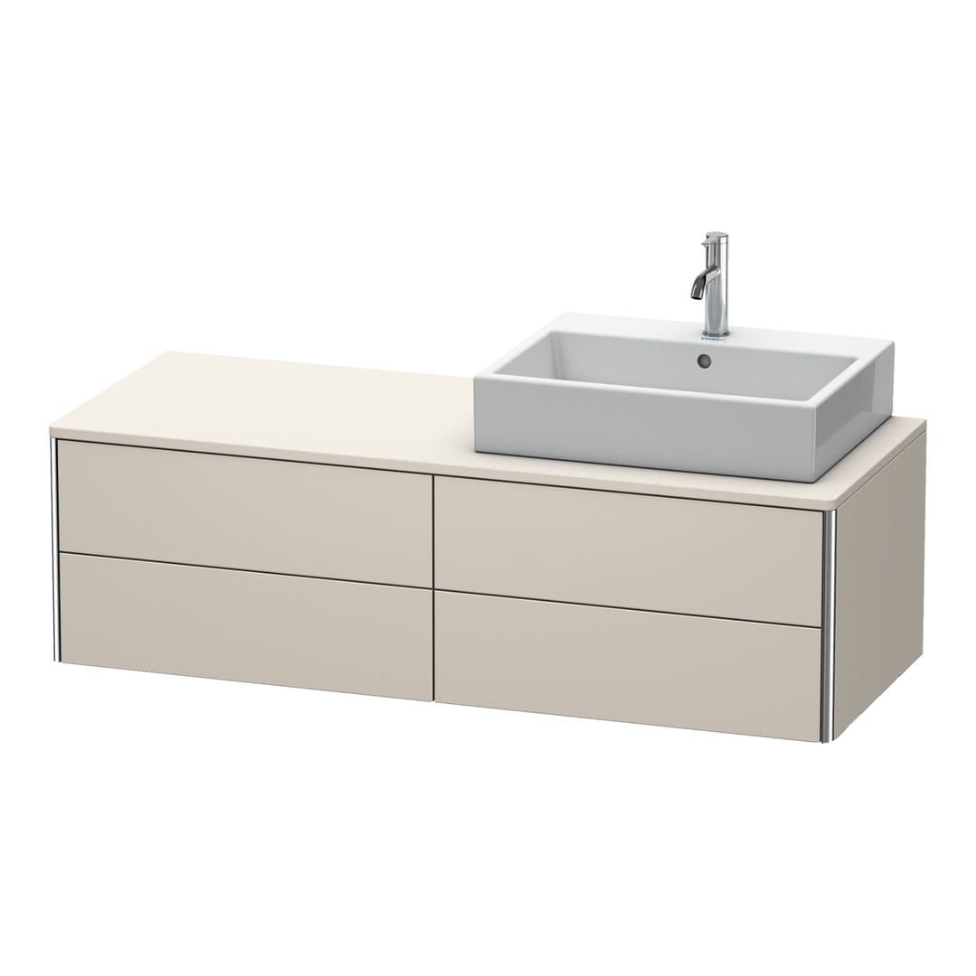 Duravit XSquare – Έπιπλο Νιπτήρα – 1400 mm, για κονσόλα, 4 συρτάρια, νιπτήρας δεξιά, 1400 x 548 x 400 mm – Taupe Super Matt, Decor (XS4913R8383)