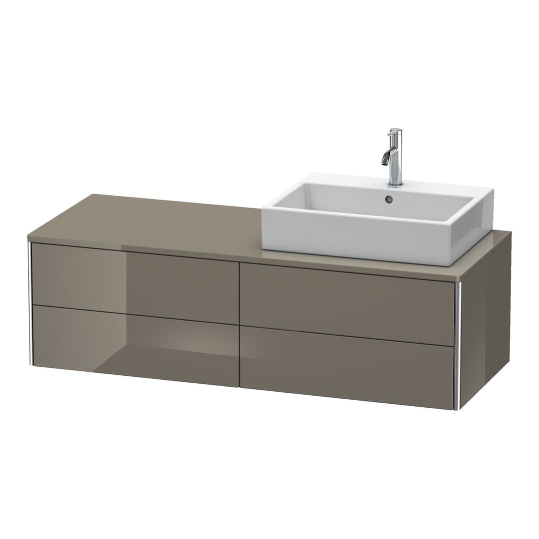 Duravit XSquare – Έπιπλο Νιπτήρα – 1400 mm, για κονσόλα, 4 συρτάρια, νιπτήρας δεξιά, 1400 x 548 x 400 mm – Flannel Grey High Gloss, Lacquer (XS4913R8989)