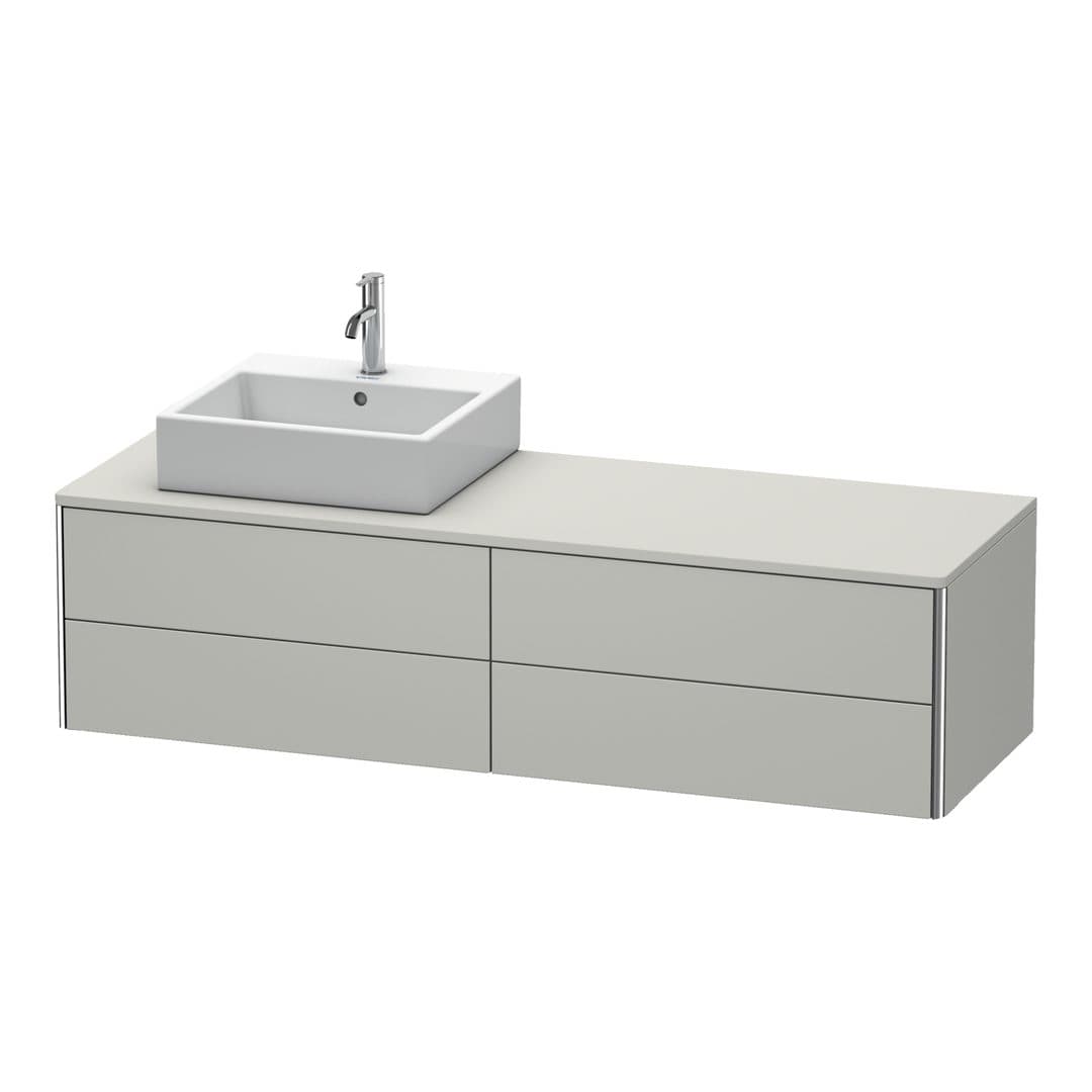 Duravit XSquare – Έπιπλο Νιπτήρα – 1600 mm, για κονσόλα, 4 συρτάρια, νιπτήρας αριστερά, 1600 x 548 x 400 mm – Concrete grey Matt, Decor (XS4914L0707)