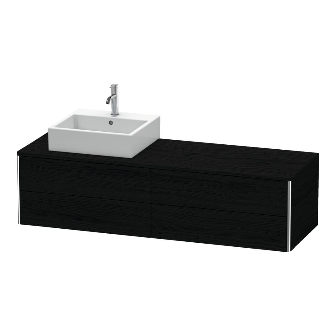 Duravit XSquare – Έπιπλο Νιπτήρα – 1600 mm, για κονσόλα, 4 συρτάρια, νιπτήρας αριστερά, 1600 x 548 x 400 mm – Black oak Matt, Decor (XS4914L1616)