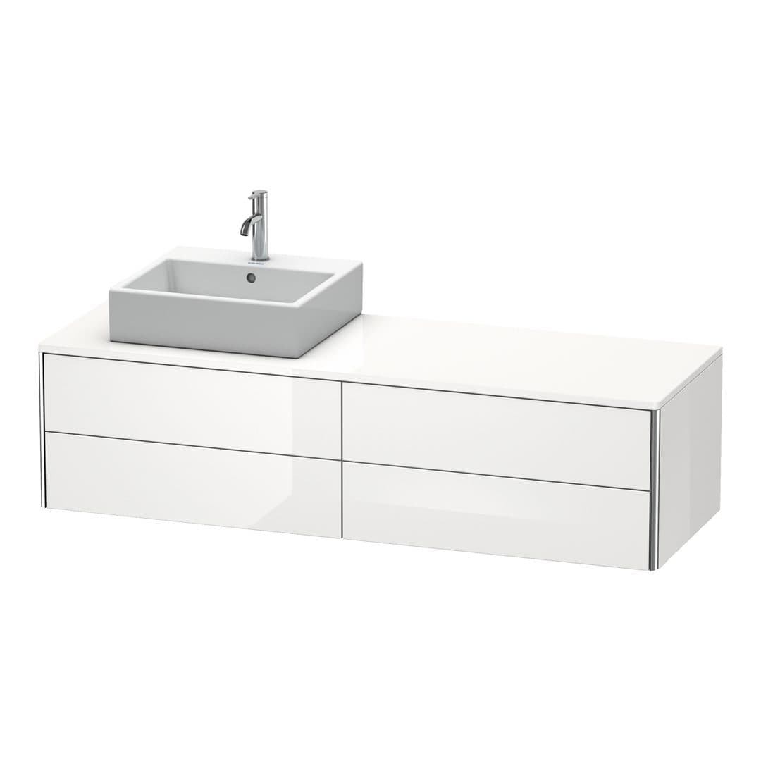Duravit XSquare – Έπιπλο Νιπτήρα – 1600 mm, για κονσόλα, 4 συρτάρια, νιπτήρας αριστερά, 1600 x 548 x 400 mm – White High Gloss, Decor (XS4914L2222)