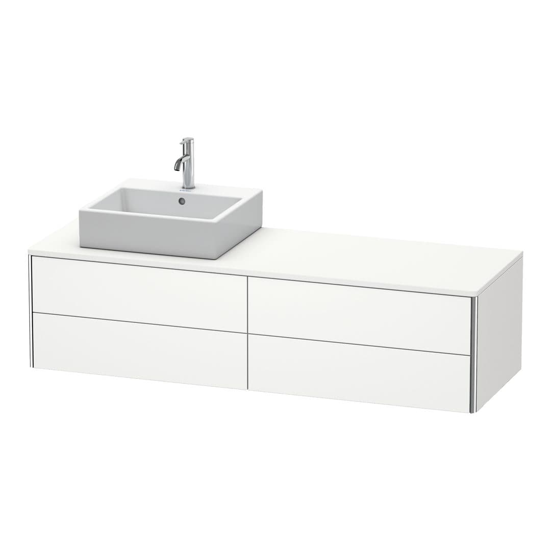 Duravit XSquare – Έπιπλο Νιπτήρα – 1600 mm, για κονσόλα, 4 συρτάρια, νιπτήρας αριστερά, 1600 x 548 x 400 mm – White Satin Matt, Lacquer (XS4914L3636)