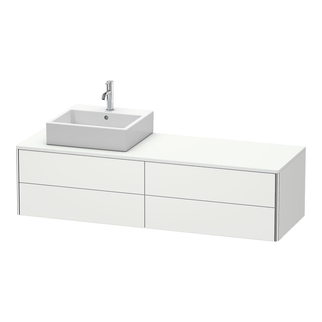 Duravit XSquare – Έπιπλο Νιπτήρα – 1600 mm, για κονσόλα, 4 συρτάρια, νιπτήρας αριστερά, 1600 x 548 x 400 mm – Nordic white Satin Matt, Lacquer (XS4914L3939)
