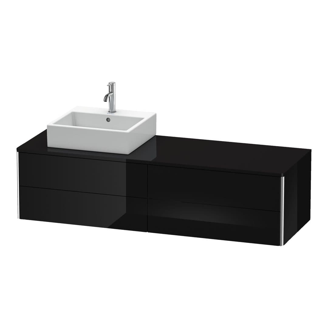 Duravit XSquare – Έπιπλο Νιπτήρα – 1600 mm, για κονσόλα, 4 συρτάρια, νιπτήρας αριστερά, 1600 x 548 x 400 mm – Black High Gloss, Lacquer (XS4914L4040)
