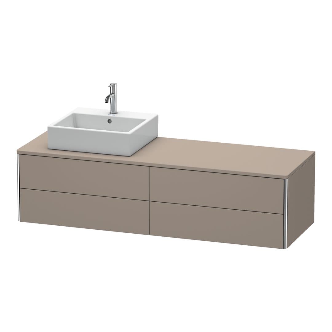 Duravit XSquare – Έπιπλο Νιπτήρα – 1600 mm, για κονσόλα, 4 συρτάρια, νιπτήρας αριστερά, 1600 x 548 x 400 mm – Basalte Matt, Decor (XS4914L4343)