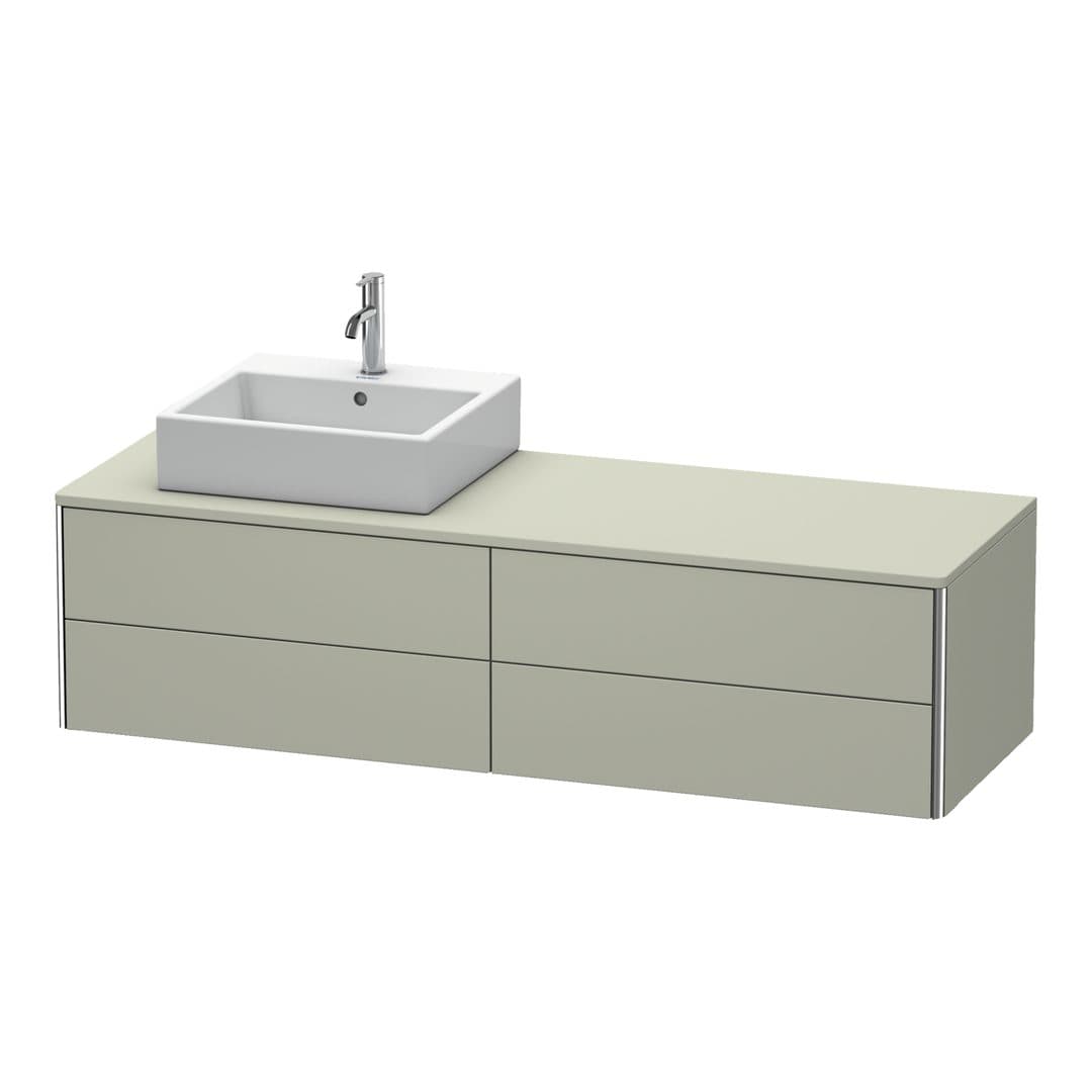 Duravit XSquare – Έπιπλο Νιπτήρα – 1600 mm, για κονσόλα, 4 συρτάρια, νιπτήρας αριστερά, 1600 x 548 x 400 mm – Taupe Satin Matt, Lacquer (XS4914L6060)