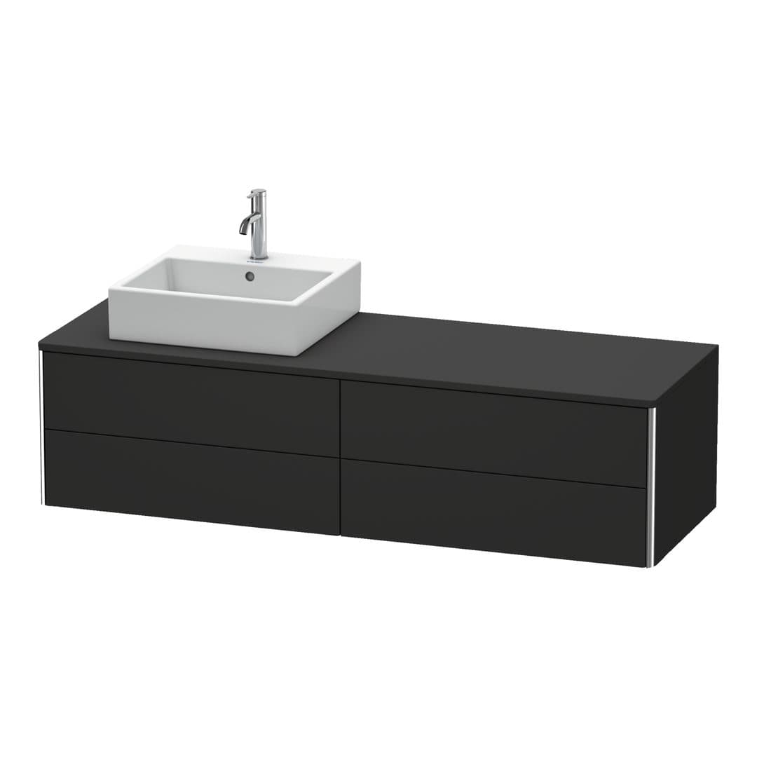 Duravit XSquare – Έπιπλο Νιπτήρα – 1600 mm, για κονσόλα, 4 συρτάρια, νιπτήρας αριστερά, 1600 x 548 x 400 mm – Graphite Super Matt, Decor (XS4914L8080)