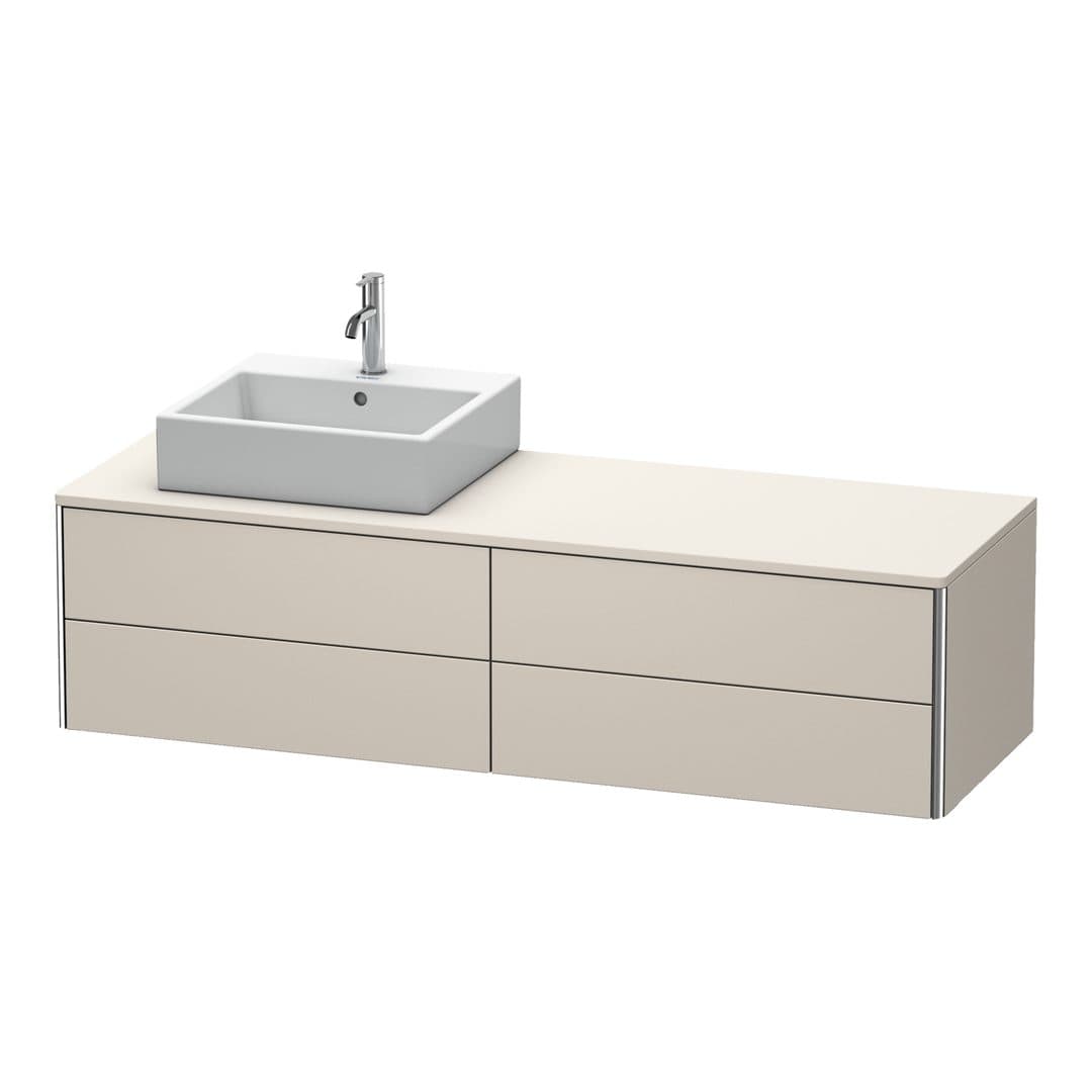 Duravit XSquare – Έπιπλο Νιπτήρα – 1600 mm, για κονσόλα, 4 συρτάρια, νιπτήρας αριστερά, 1600 x 548 x 400 mm – Taupe Super Matt, Decor (XS4914L8383)