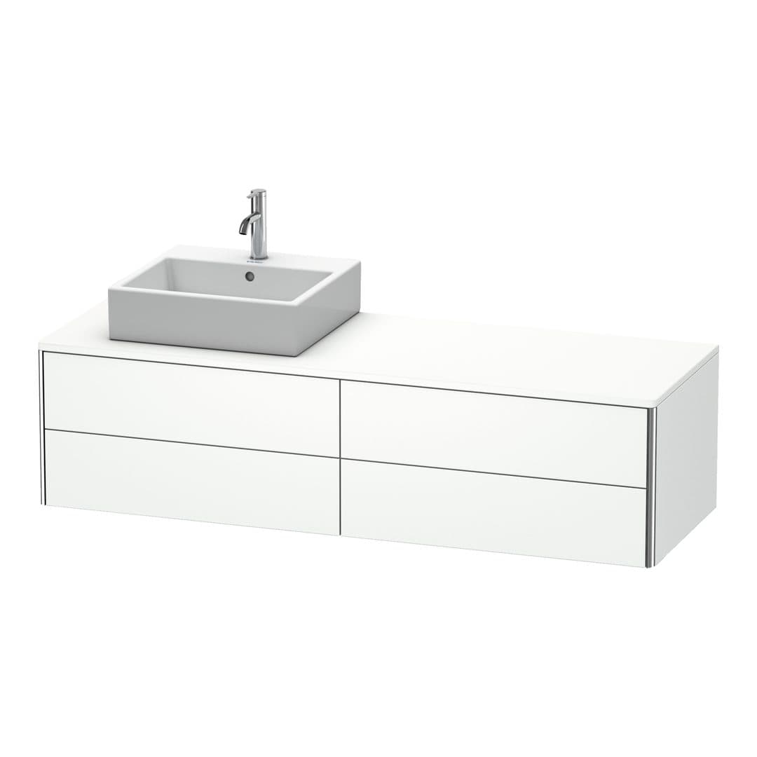 Duravit XSquare – Έπιπλο Νιπτήρα – 1600 mm, για κονσόλα, 4 συρτάρια, νιπτήρας αριστερά, 1600 x 548 x 400 mm – White Super Matt, Decor (XS4914L8484)