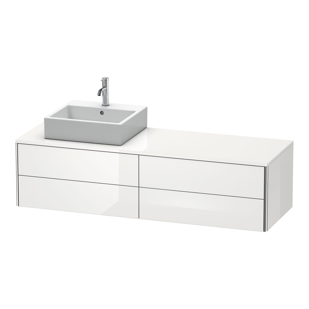 Duravit XSquare – Έπιπλο Νιπτήρα – 1600 mm, για κονσόλα, 4 συρτάρια, νιπτήρας αριστερά, 1600 x 548 x 400 mm – White High Gloss, Lacquer (XS4914L8585)