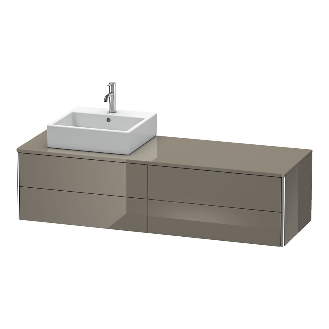 Duravit XSquare – Έπιπλο Νιπτήρα – 1600 mm, για κονσόλα, 4 συρτάρια, νιπτήρας αριστερά, 1600 x 548 x 400 mm – Flannel Grey High Gloss, Lacquer (XS4914L8989)