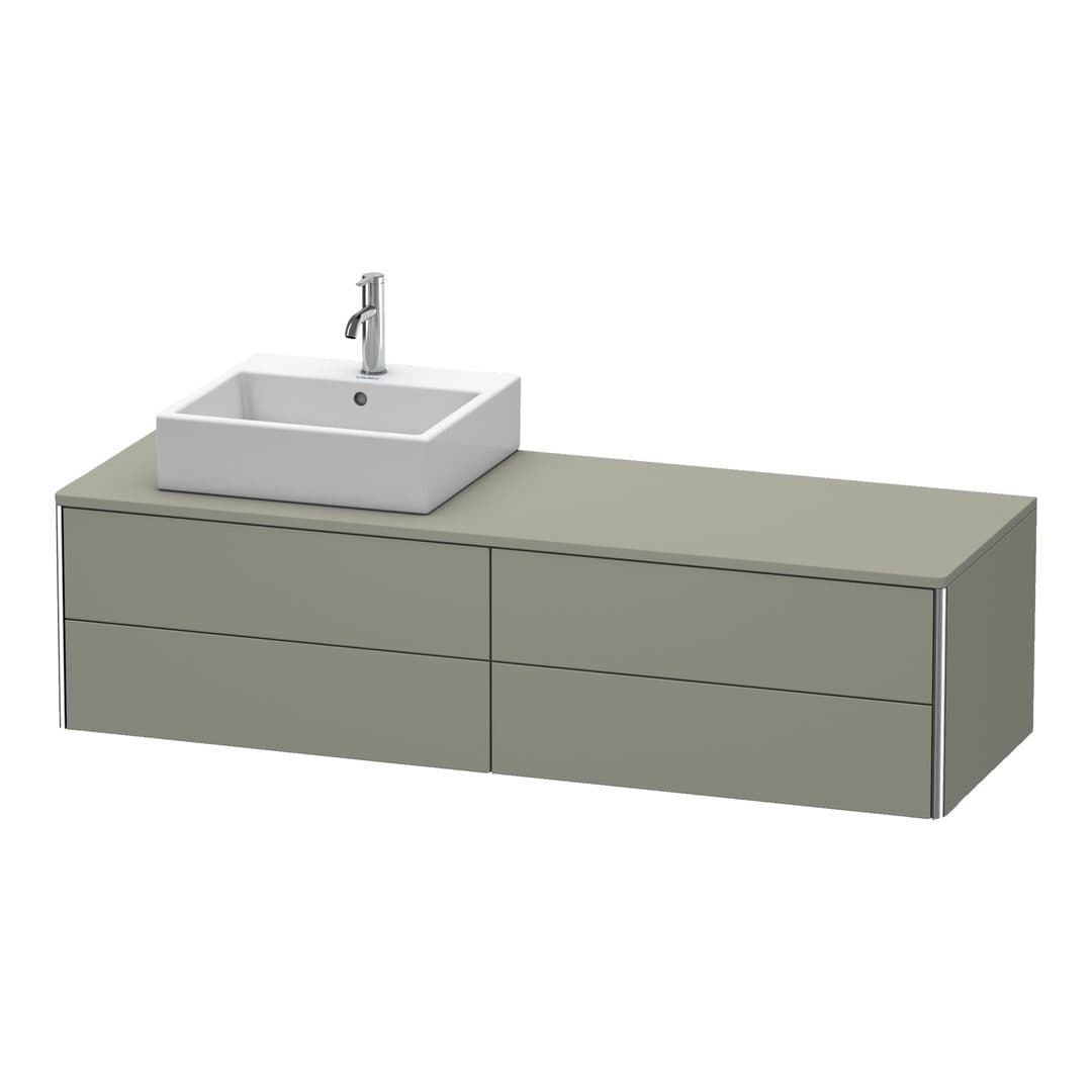 Duravit XSquare – Έπιπλο Νιπτήρα – 1600 mm, για κονσόλα, 4 συρτάρια, νιπτήρας αριστερά, 1600 x 548 x 400 mm – Stone grey Satin Matt, Lacquer (XS4914L9292)
