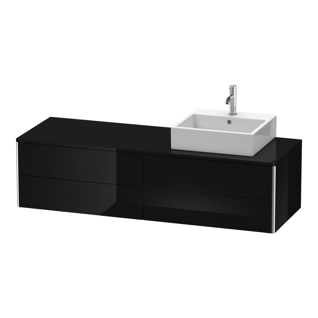 Duravit XSquare – Έπιπλο Νιπτήρα – 1600 mm, για κονσόλα, 4 συρτάρια, νιπτήρας δεξιά, 1600 x 548 x 400 mm – Black High Gloss, Lacquer (XS4914R4040)