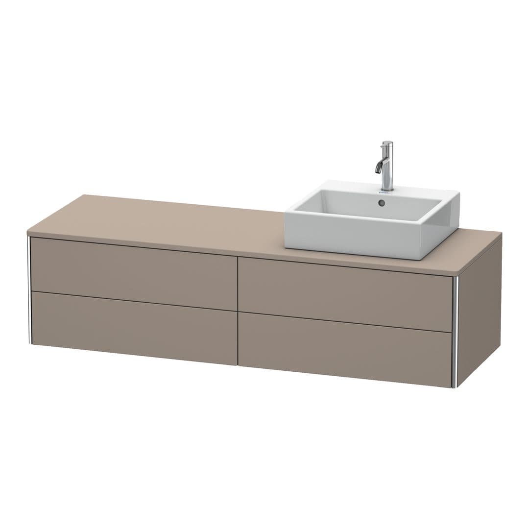 Duravit XSquare – Έπιπλο Νιπτήρα – 1600 mm, για κονσόλα, 4 συρτάρια, νιπτήρας δεξιά, 1600 x 548 x 400 mm – Basalte Matt, Decor (XS4914R4343)
