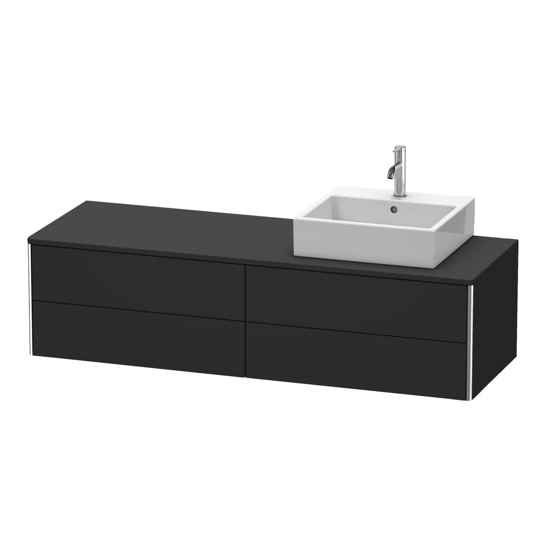 Duravit XSquare – Έπιπλο Νιπτήρα – 1600 mm, για κονσόλα, 4 συρτάρια, νιπτήρας δεξιά, 1600 x 548 x 400 mm – Graphite Super Matt, Decor (XS4914R8080)