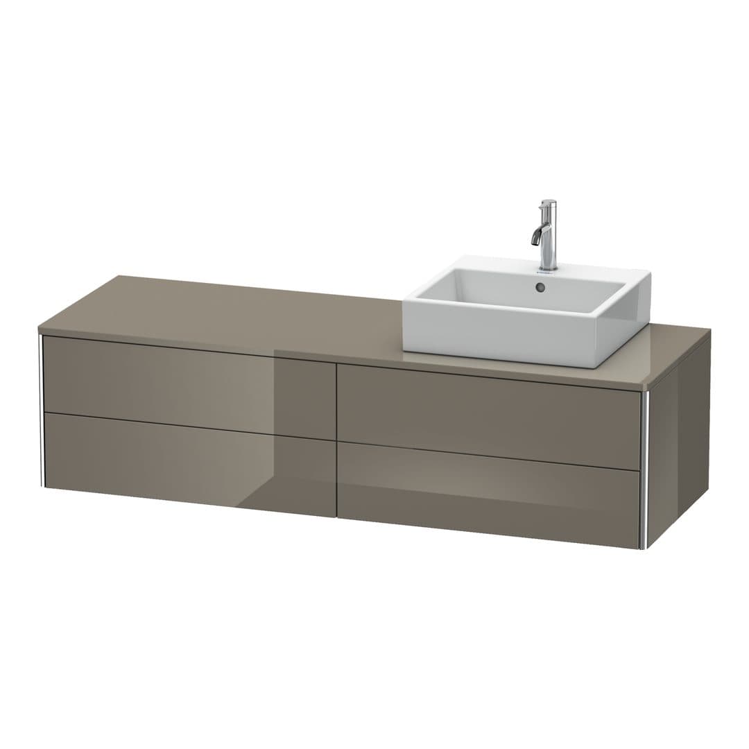 Duravit XSquare – Έπιπλο Νιπτήρα – 1600 mm, για κονσόλα, 4 συρτάρια, νιπτήρας δεξιά, 1600 x 548 x 400 mm – Flannel Grey High Gloss, Lacquer (XS4914R8989)