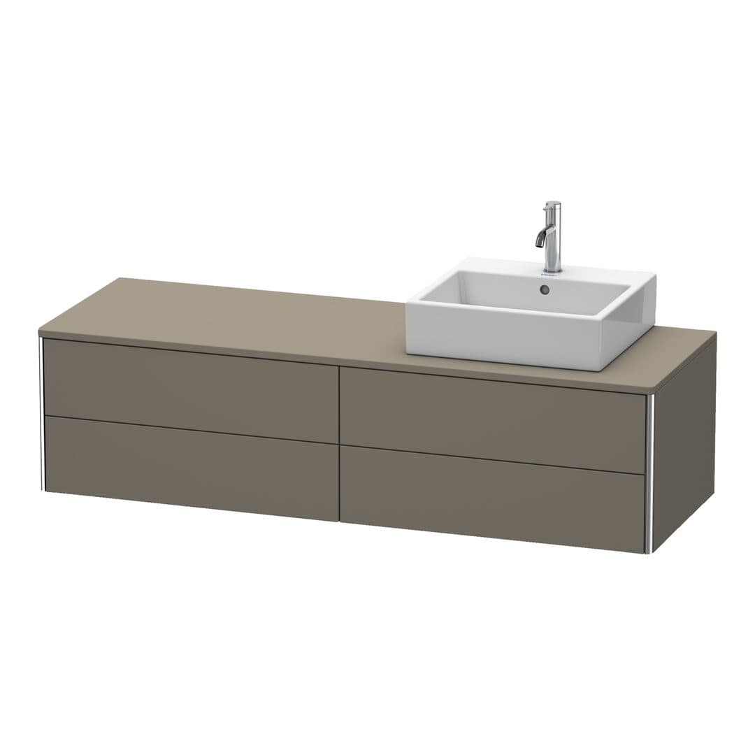 Duravit XSquare – Έπιπλο Νιπτήρα – 1600 mm, για κονσόλα, 4 συρτάρια, νιπτήρας δεξιά, 1600 x 548 x 400 mm – Flannel Grey Satin Matt, Lacquer (XS4914R9090)