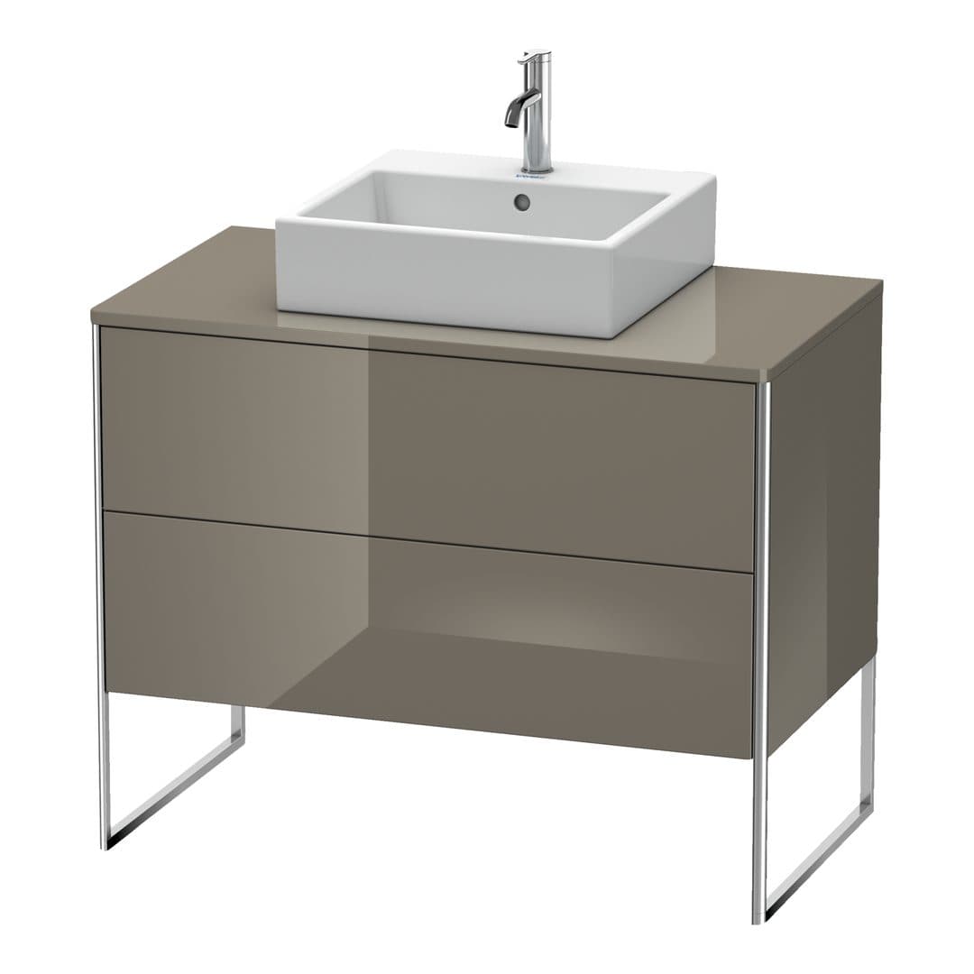 Duravit XSquare – Έπιπλο Νιπτήρα – 1000 mm, για κονσόλα, 2 συρτάρια, νιπτήρας κέντρο, 1000 x 548 x 778 mm – Flannel Grey High Gloss, Lacquer (XS492108989)