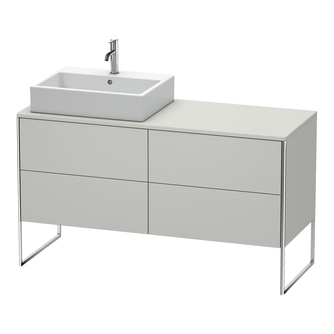 Duravit XSquare – Έπιπλο Νιπτήρα – 1400 mm, για κονσόλα, 4 συρτάρια, νιπτήρας αριστερά, 1400 x 548 x 778 mm – Concrete grey Matt, Decor (XS4923L0707)