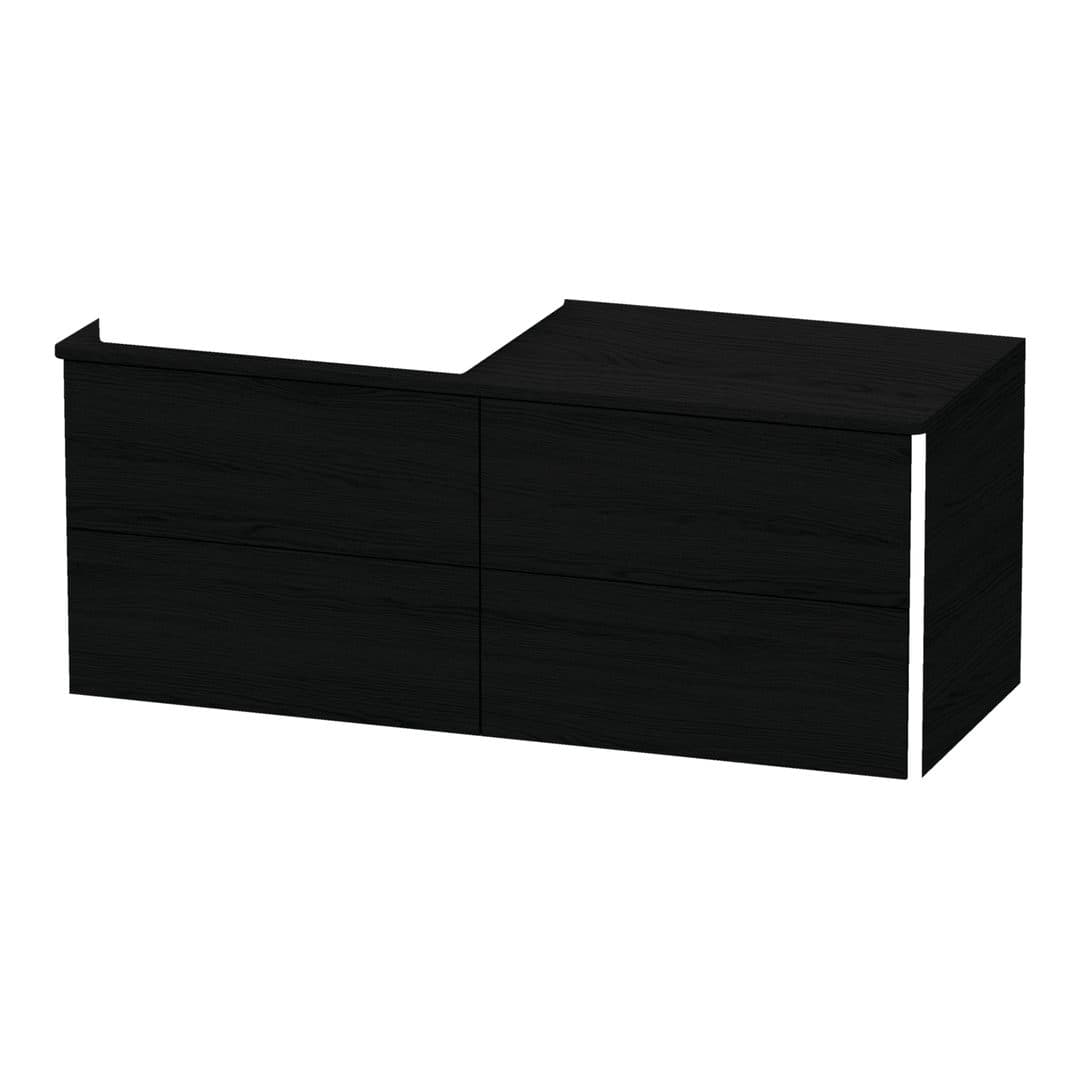 Duravit XSquare – Έπιπλο Νιπτήρα – 1400 mm, για κονσόλα, 4 συρτάρια, νιπτήρας αριστερά, 1400 x 548 x 778 mm – Black oak Matt, Decor (XS4923L1616)