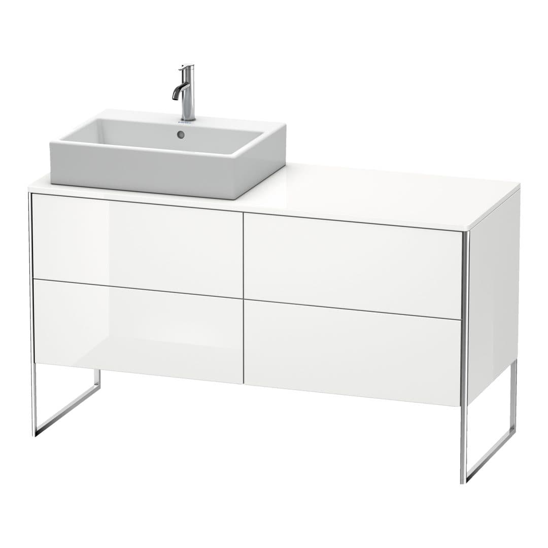 Duravit XSquare – Έπιπλο Νιπτήρα – 1400 mm, για κονσόλα, 4 συρτάρια, νιπτήρας αριστερά, 1400 x 548 x 778 mm – White High Gloss, Decor (XS4923L2222)