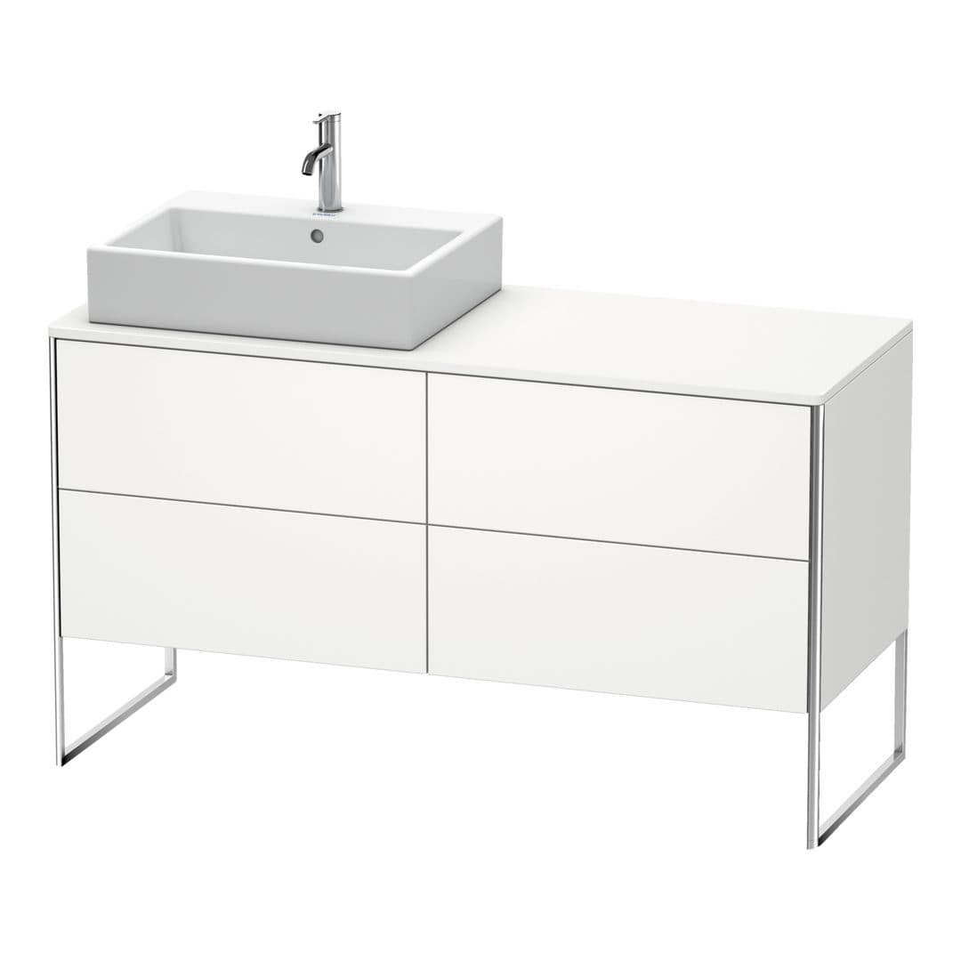Duravit XSquare – Έπιπλο Νιπτήρα – 1400 mm, για κονσόλα, 4 συρτάρια, νιπτήρας αριστερά, 1400 x 548 x 778 mm – White Satin Matt, Lacquer (XS4923L3636)